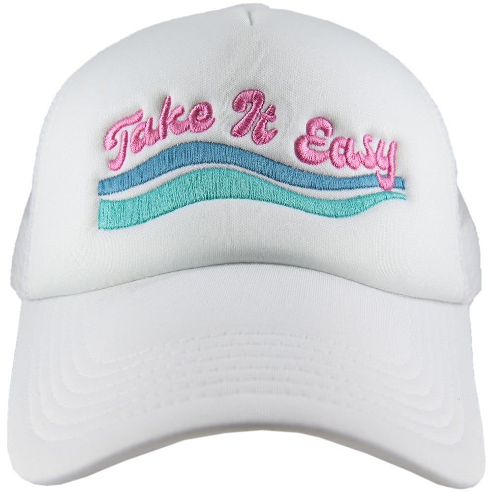 Take It Easy Foam Trucker Hat White
