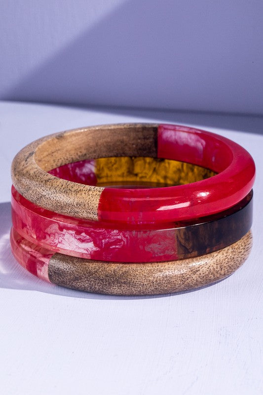 Three Tiered Multi Wood Bracelet
