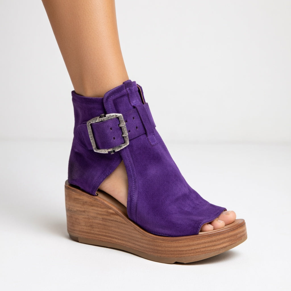 Briseida - Refined Open-Toe Wedge Ankle Boots