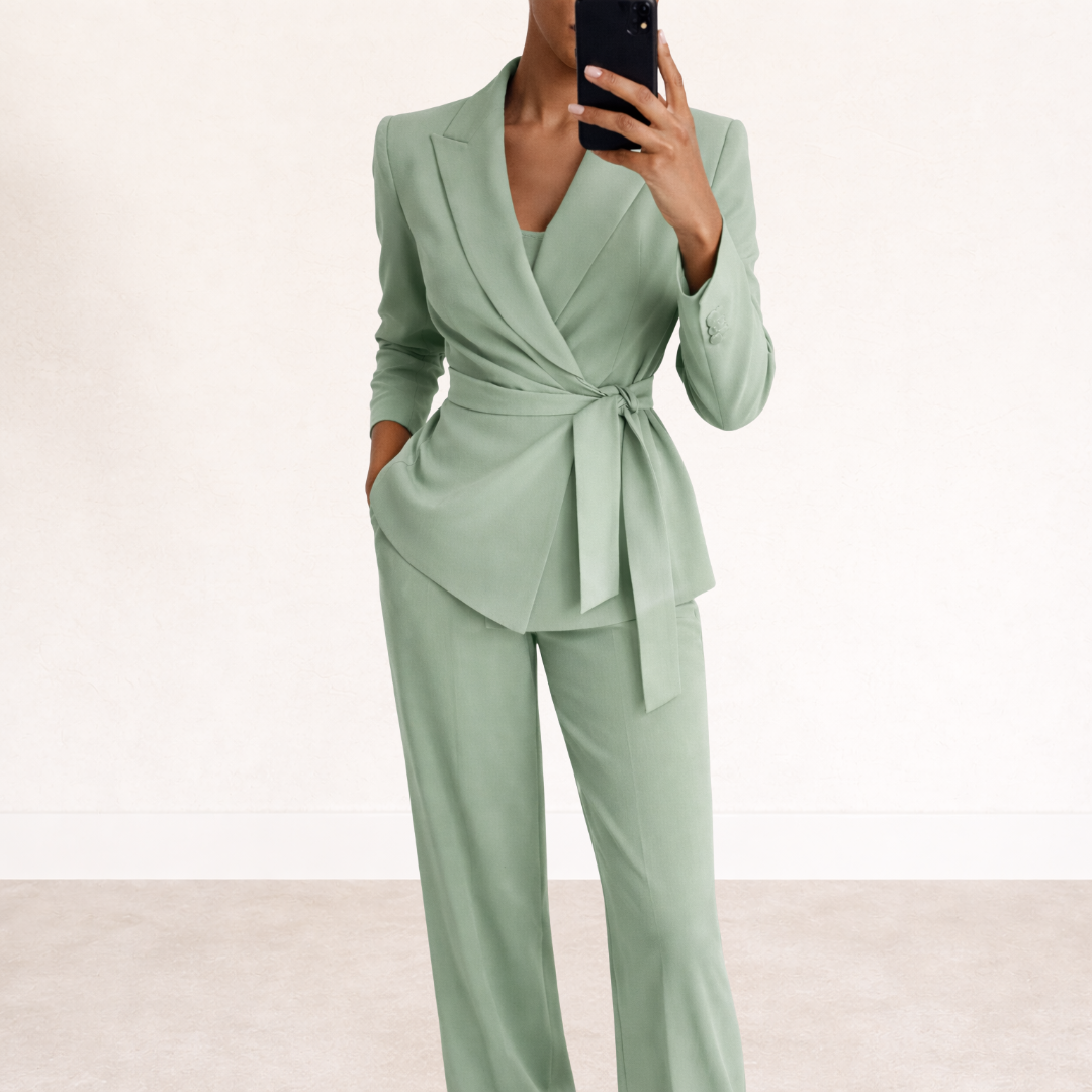 Galiah - Tailored Tie-Waist Suit Set