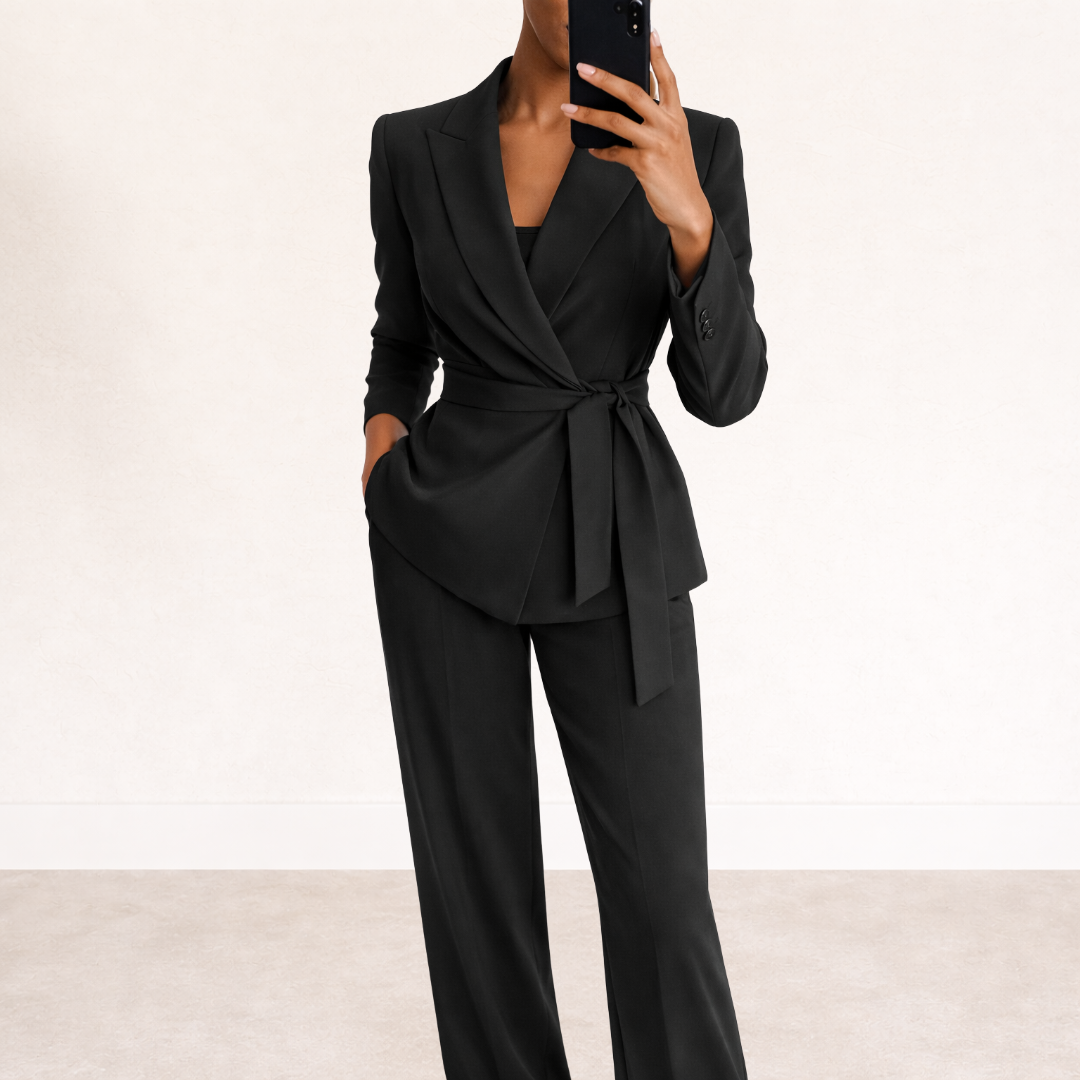 Galiah - Tailored Tie-Waist Suit Set