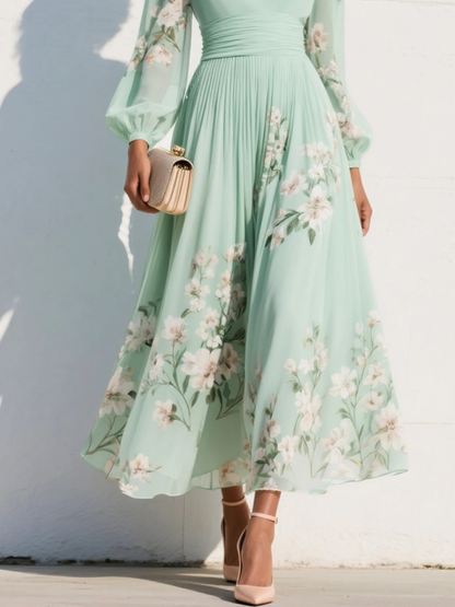 Maribel - Soft-Touch V-Neck Pleated Dress