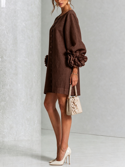 Elovienne - Textured Linen Mini Dress