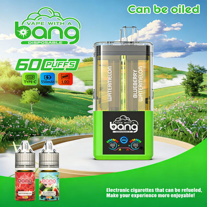 Bang 60K 60000 Puffs Dual Flavors Rechargeable Original Refillable Oil Vape