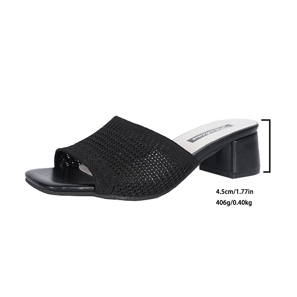 Haisley - Knit Block Heel Slides Open Toe