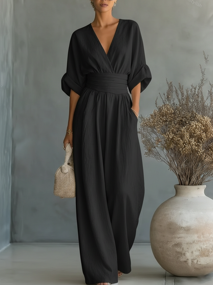 Solavie - Fluid Wide-Leg Jumpsuit