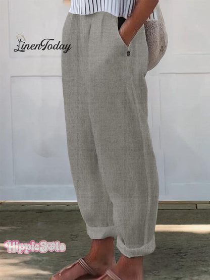 Women's Printed Cotton And Linen Casual Pants