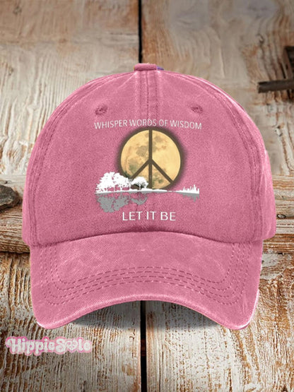 Hippie Guitar Lake Whisper Words Of Wisdom Let It Be Print Baseball Cap