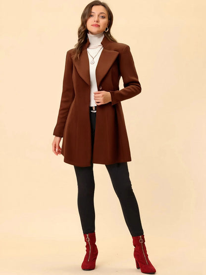 Notched Lapel Single Breasted Long Sleeves Coat