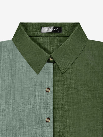 Collared Long Sleeves Button Down Work Shirt