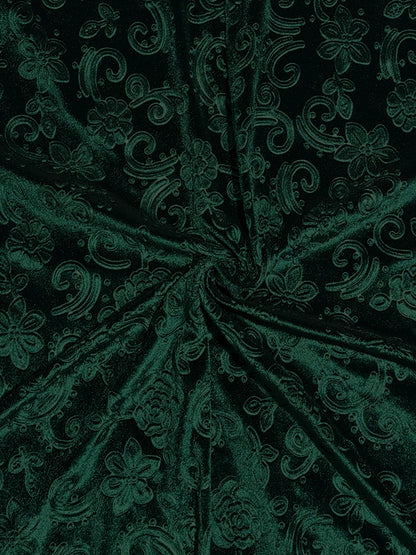 Elegant Vintage Velvet Floral V Neck Long Sleeves Maxi Dress