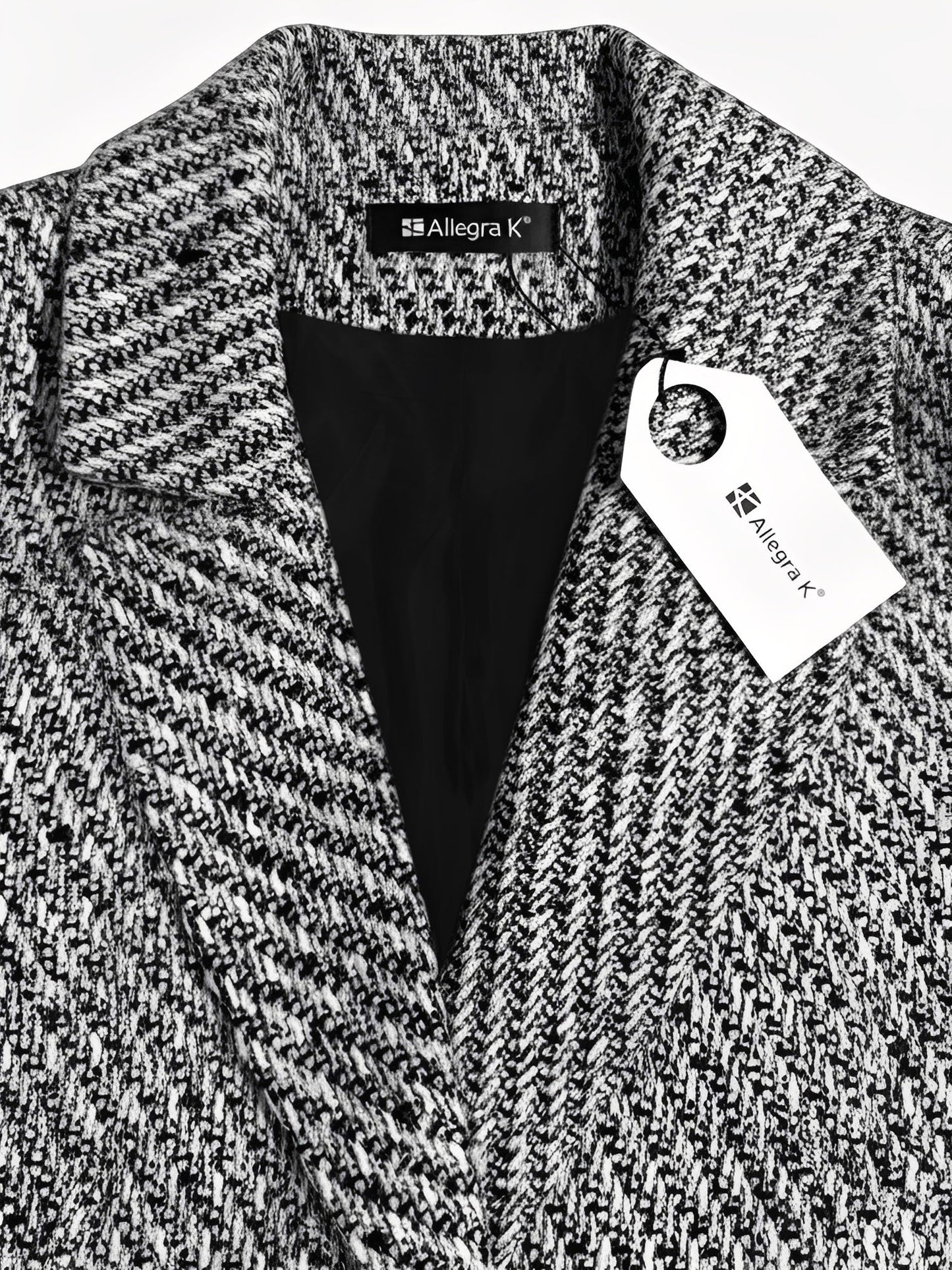 Classic Tailored Tweed Notched Lapel Double Breasted Work Blazer
