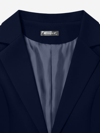 Flattering Rolled Sleeves Notched Lapel Buttoned Lightweight Office Casual Jacket Blazer