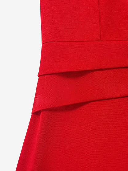 Classic Solid Color Ruched Puff Sleeve Bodycon Midi Sheath Dress with Business Casual Slim Fit Timeless Design