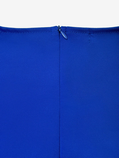 Classic Solid Color Ruched Puff Sleeve Bodycon Midi Sheath Dress with Business Casual Slim Fit Timeless Design