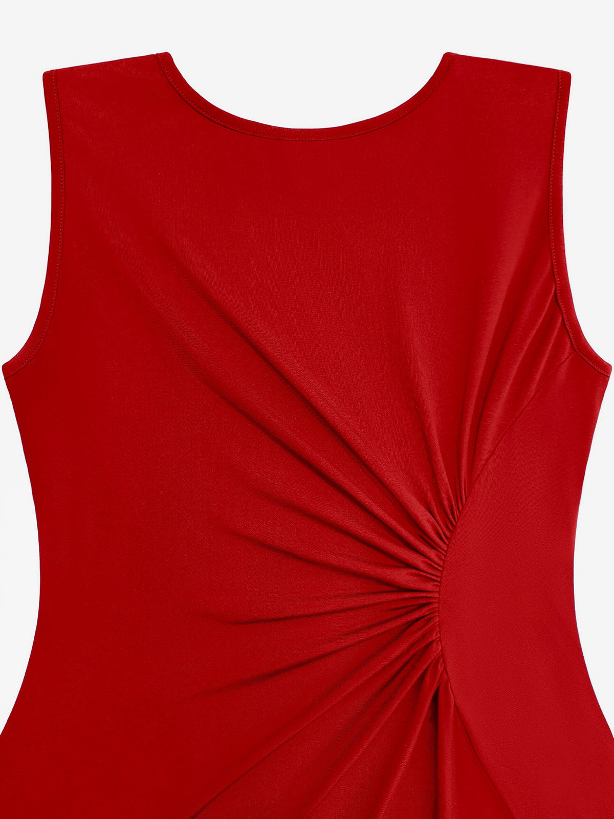 Sleeveless Ruched Irregular Hem Midi Dress