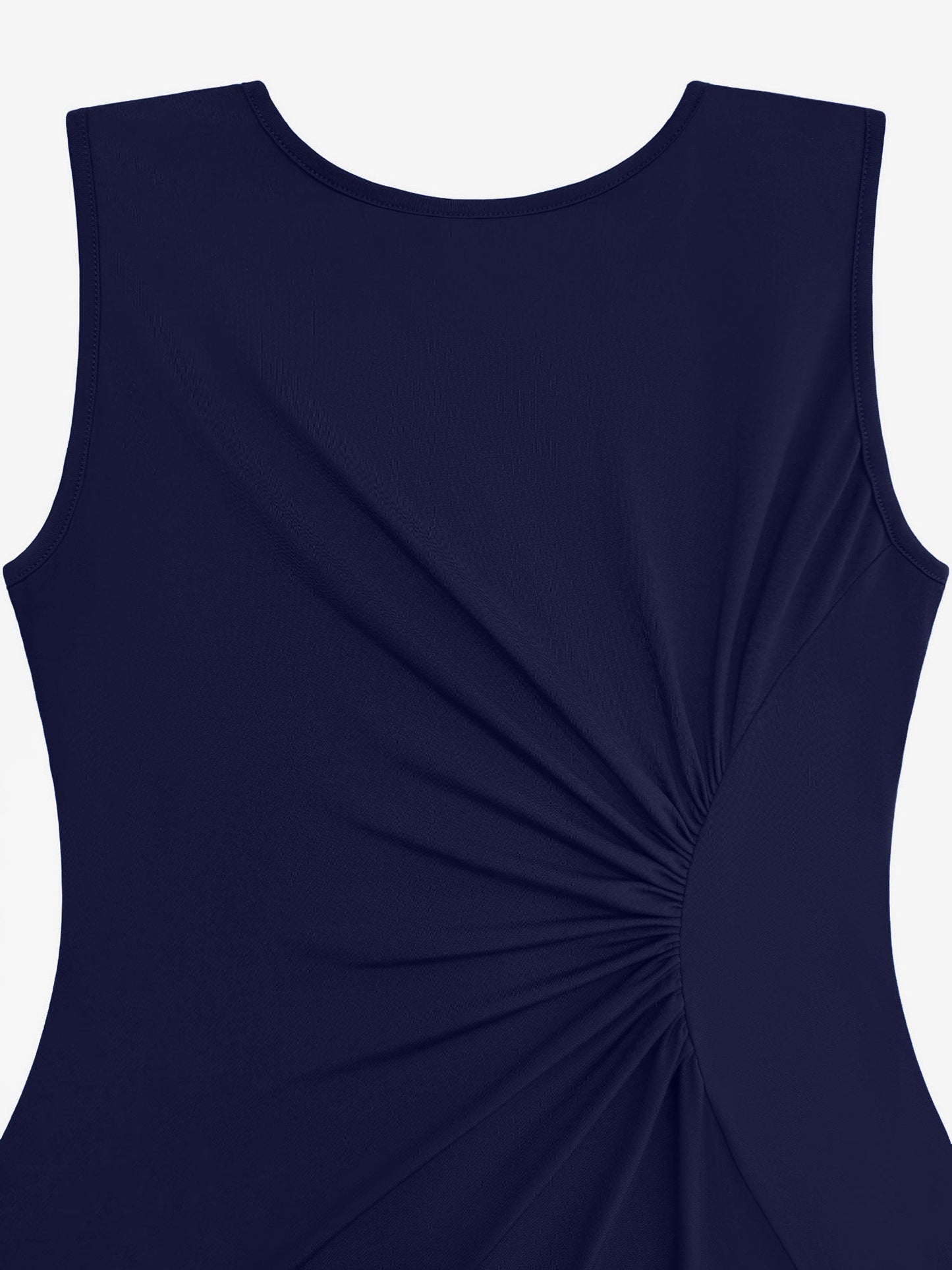 Sleeveless Ruched Irregular Hem Midi Dress