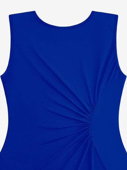 Sleeveless Ruched Irregular Hem Midi Dress