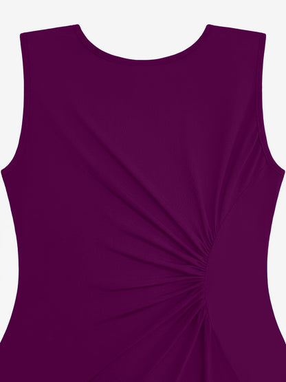 Sleeveless Ruched Irregular Hem Midi Dress