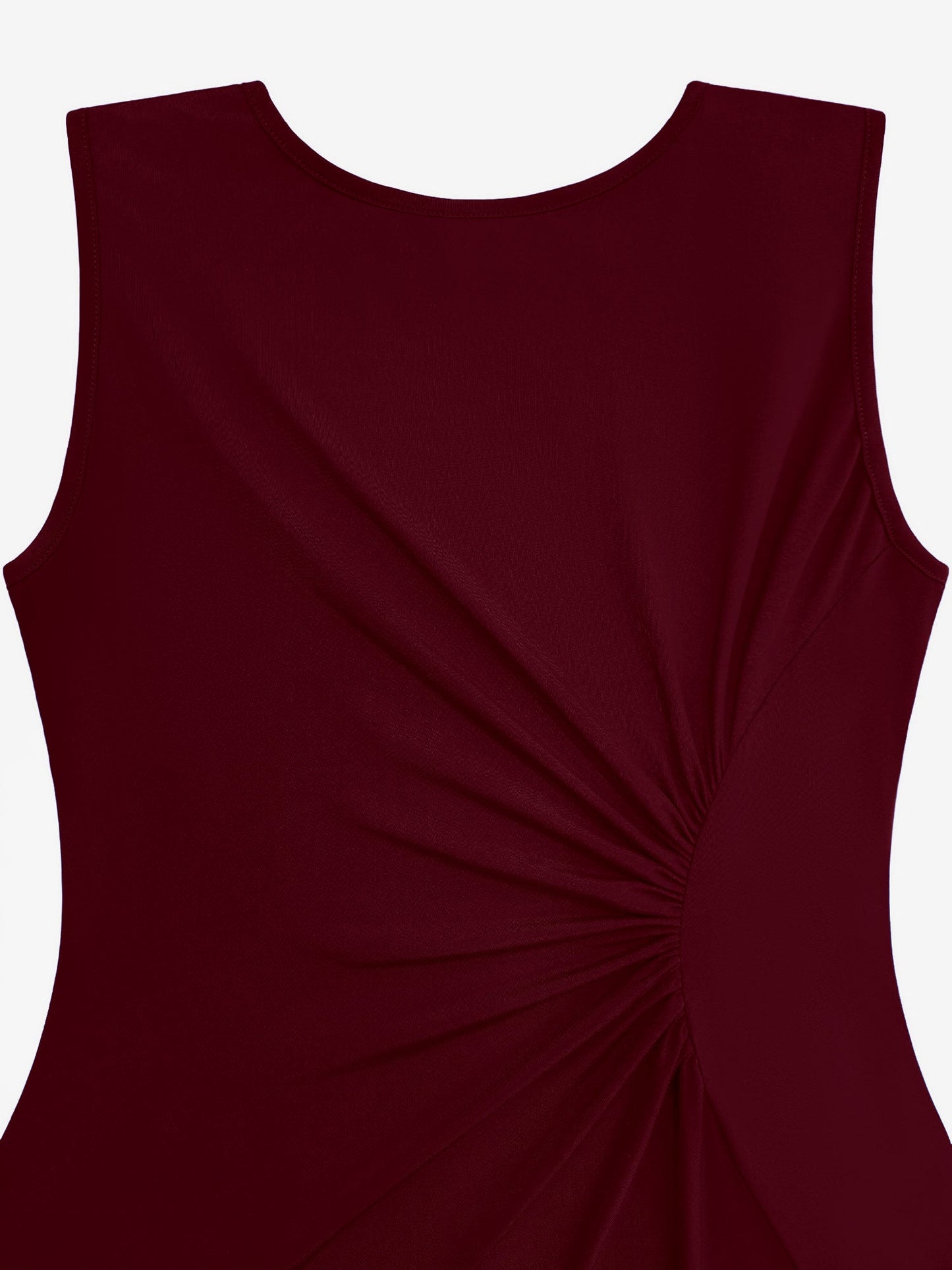 Sleeveless Ruched Irregular Hem Midi Dress
