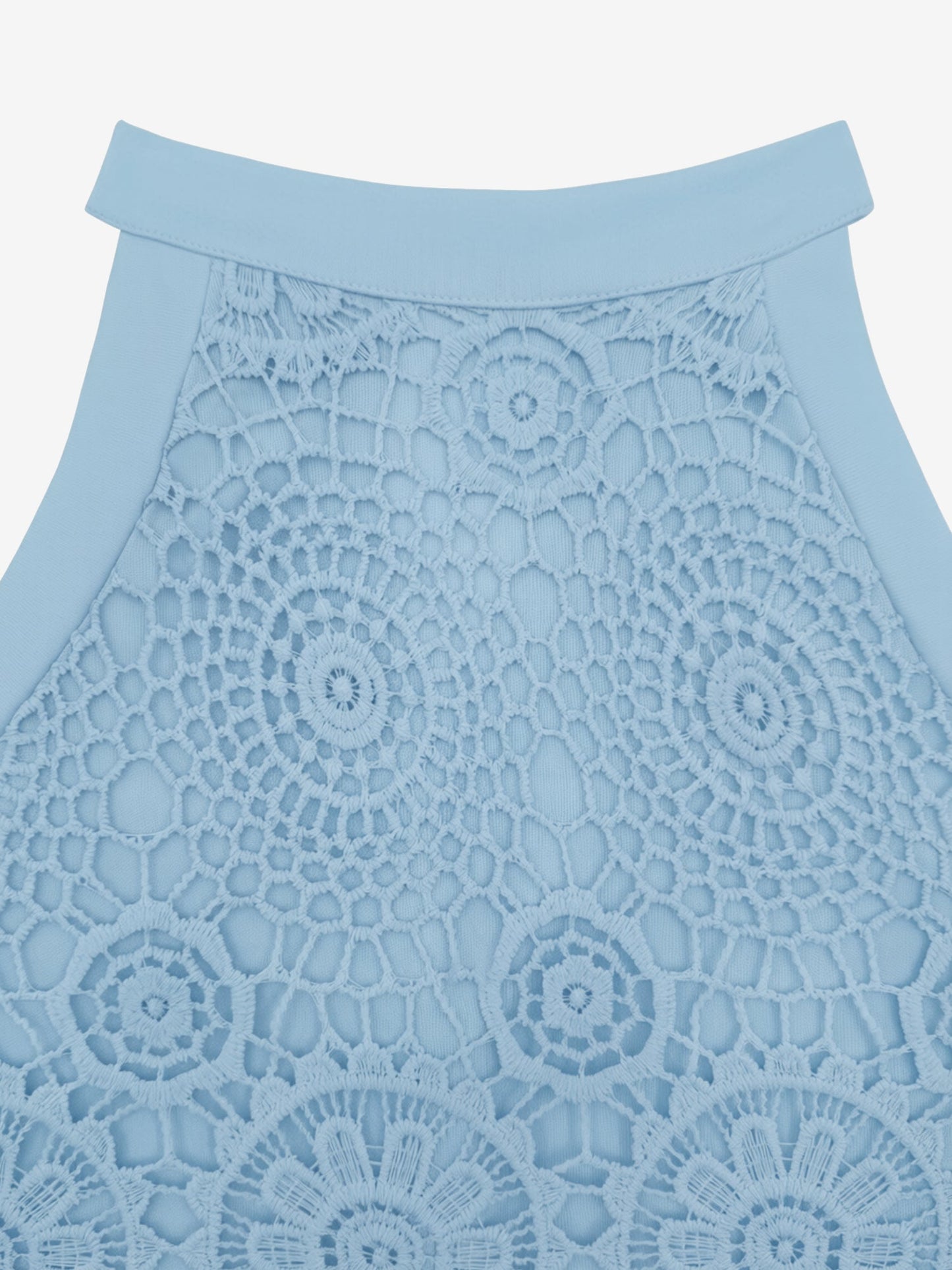 Elegant Floral Lace & Adjustable Straps Solid Color Halter Neck Lace Sleeveless Blouse