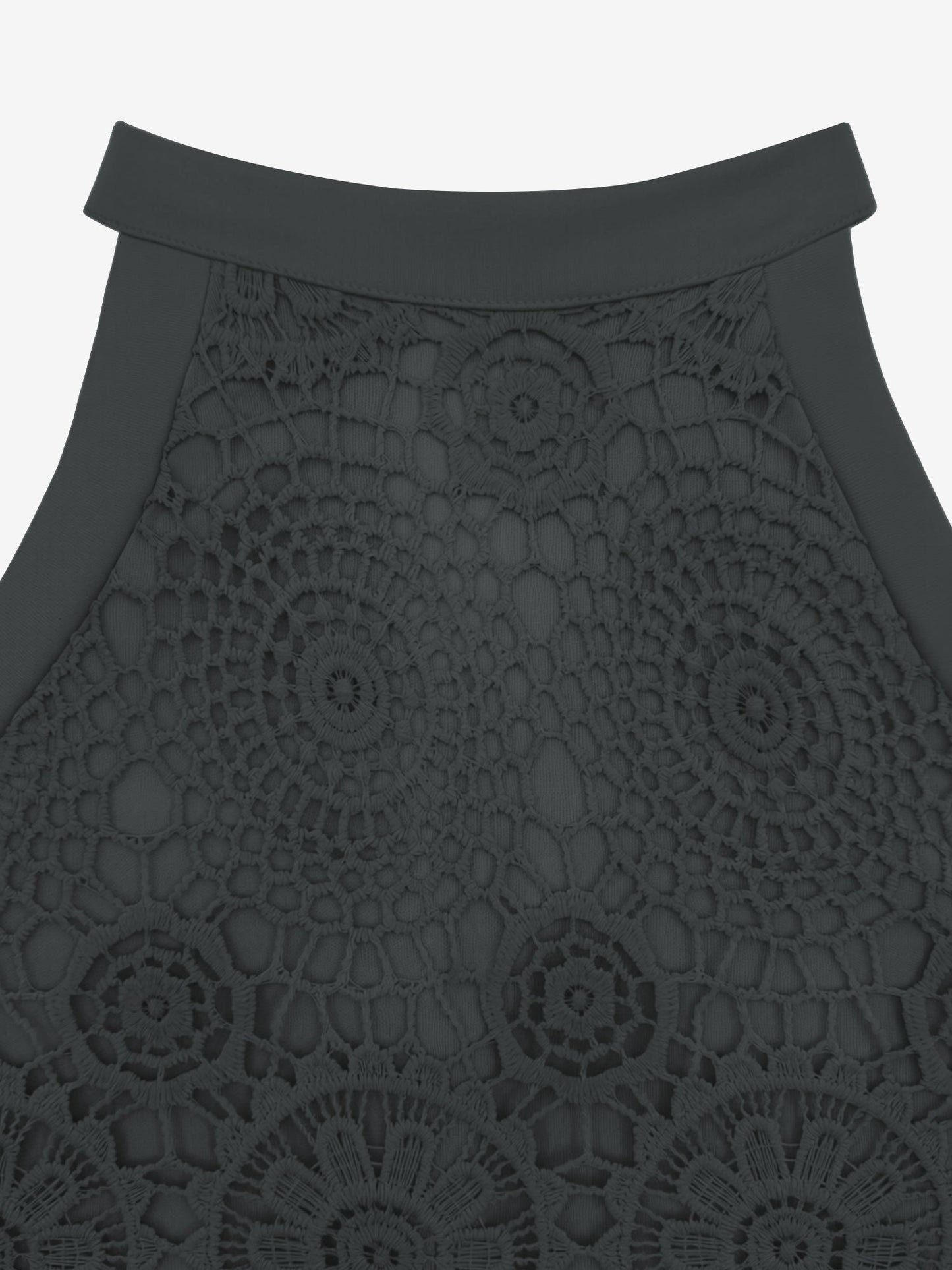 Elegant Floral Lace & Adjustable Straps Solid Color Halter Neck Lace Sleeveless Blouse