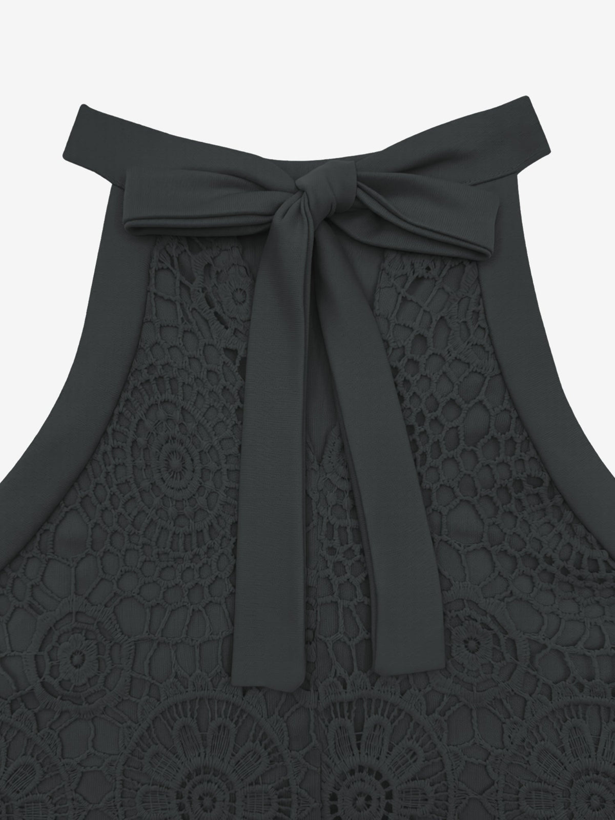 Elegant Floral Lace & Adjustable Straps Solid Color Halter Neck Lace Sleeveless Blouse