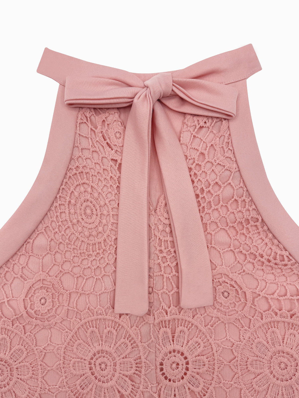 Elegant Floral Lace & Adjustable Straps Solid Color Halter Neck Lace Sleeveless Blouse