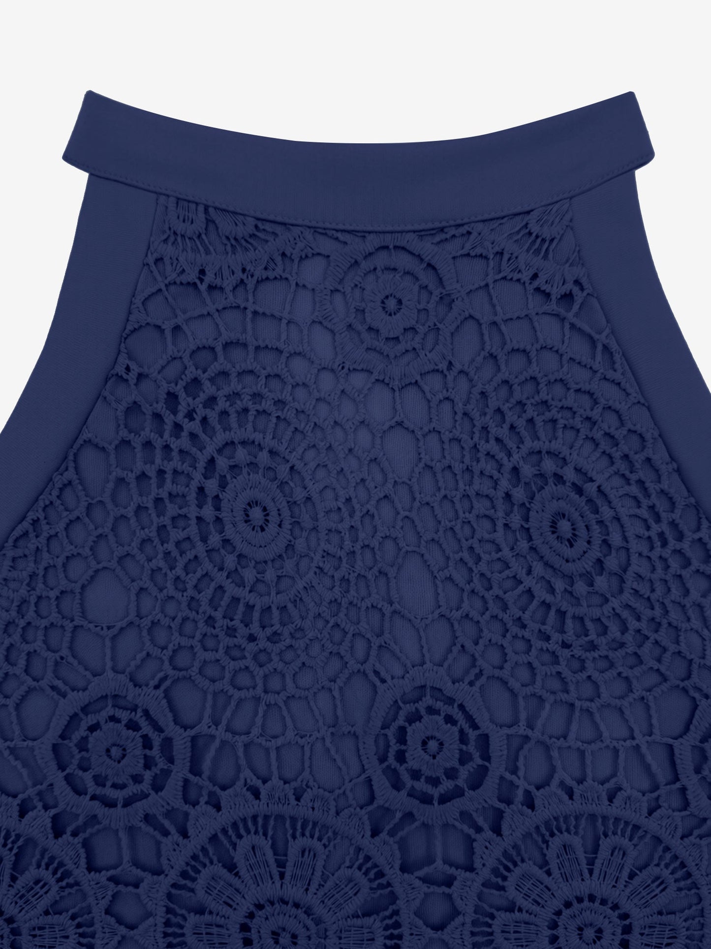 Elegant Floral Lace & Adjustable Straps Solid Color Halter Neck Lace Sleeveless Blouse