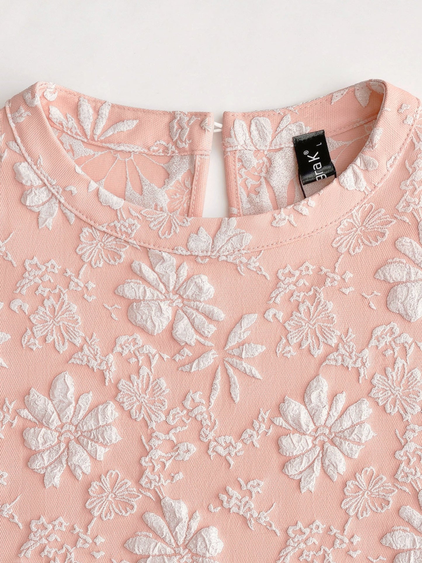 Puff Short Sleeve Flower Textured Mini Dress