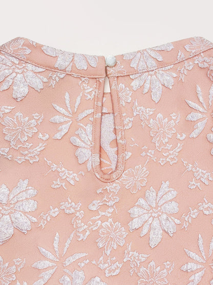 Puff Short Sleeve Flower Textured Mini Dress