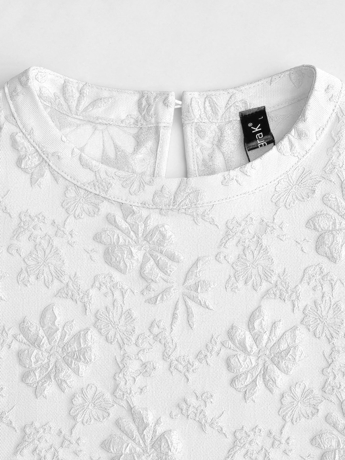 Puff Short Sleeve Flower Textured Mini Dress