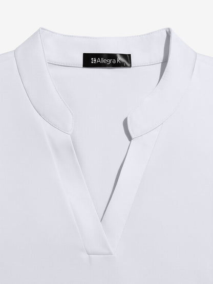 Notch Neck Cold Shoulder Solid Color Blouse