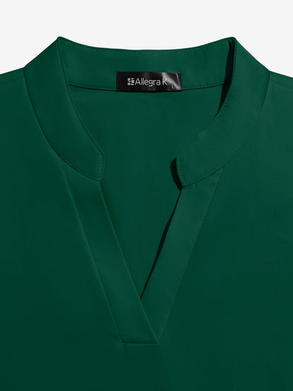 Notch Neck Cold Shoulder Solid Color Blouse