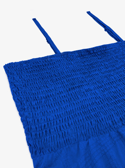 Spaghetti Strap Smocked Tiered Textured Dress