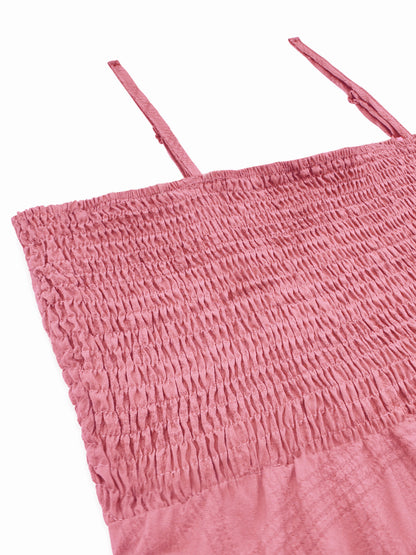 Spaghetti Strap Smocked Tiered Textured Dress