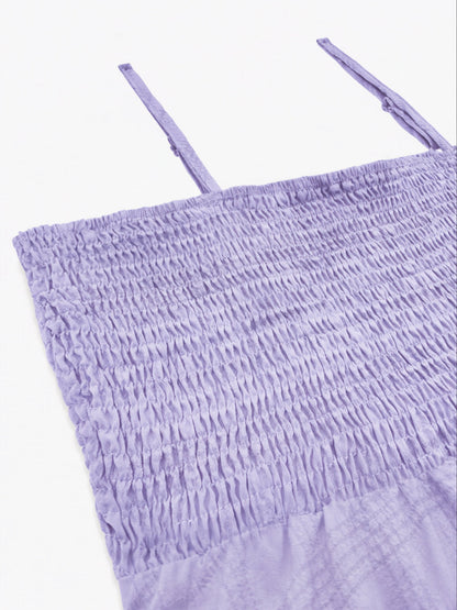 Spaghetti Strap Smocked Tiered Textured Dress