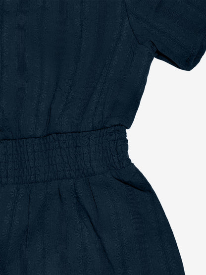 Women's Casual Notch Neck Puff Sleeve Smocked Waist Tiered Midi Dress with Pockets Summer Chic