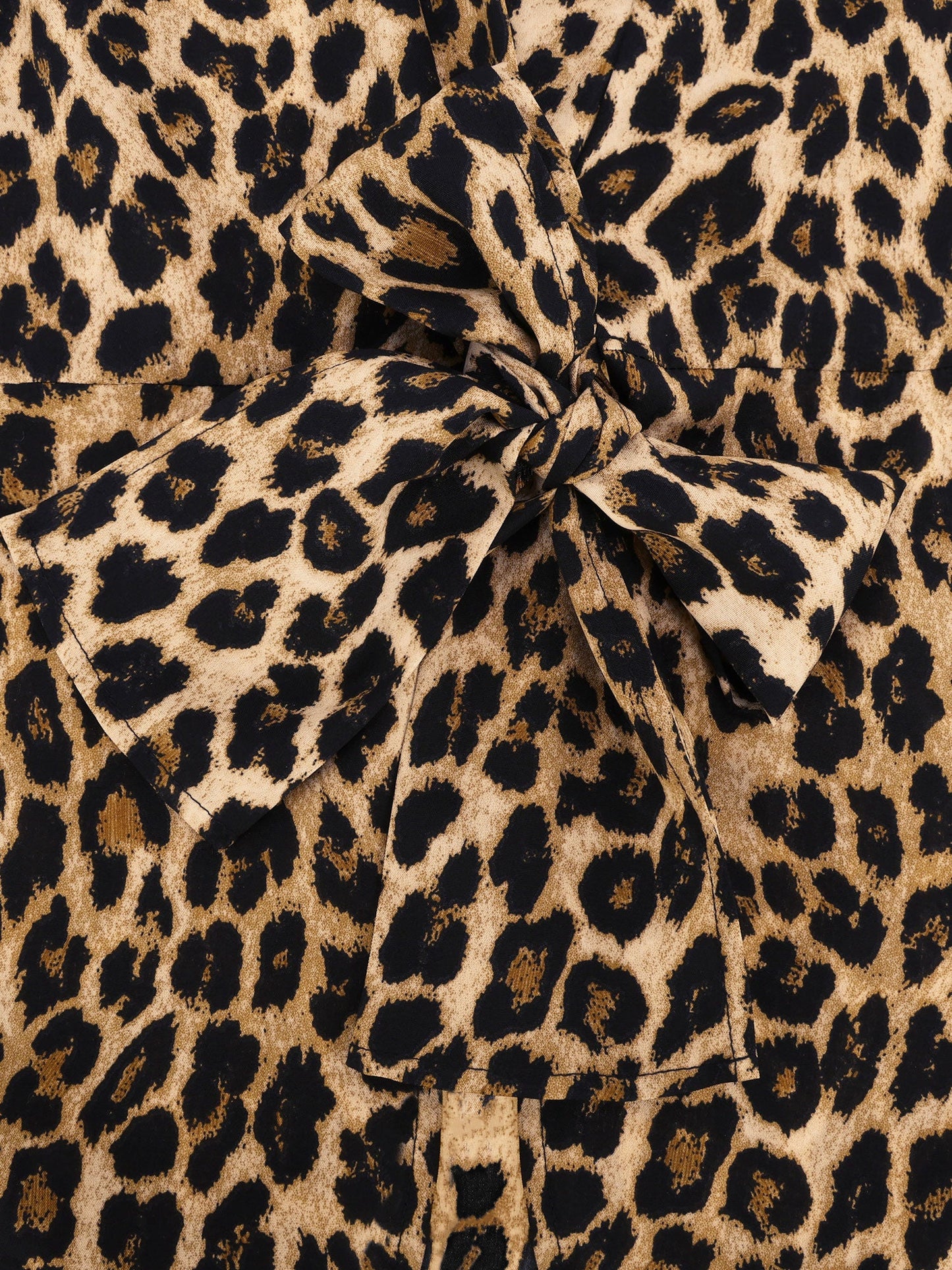 Leopard Print Wrap Blouse with Tie Waist Office to Evening Long Sleeves Top