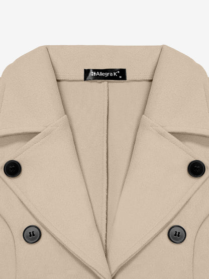 Notched Lapel Buttoned Decor Open Front Coat
