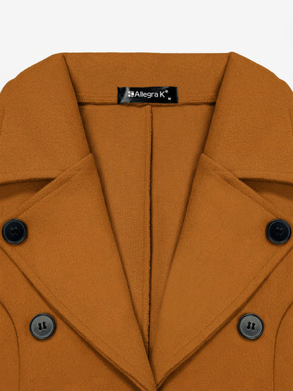 Notched Lapel Buttoned Decor Open Front Coat