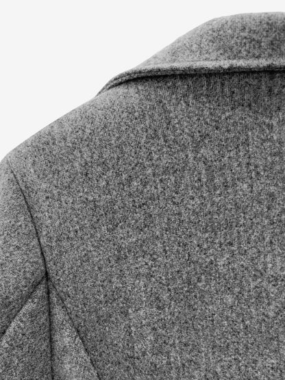 Notched Lapel Double-Breasted Fully Lined Mid-Length Coat