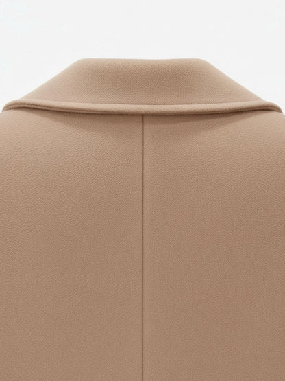 Notched Lapel Double-Breasted Fully Lined Mid-Length Coat