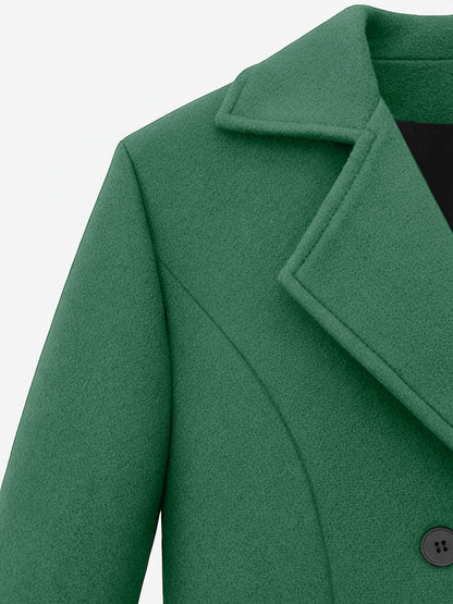 Notched Lapel Double-Breasted Fully Lined Mid-Length Coat