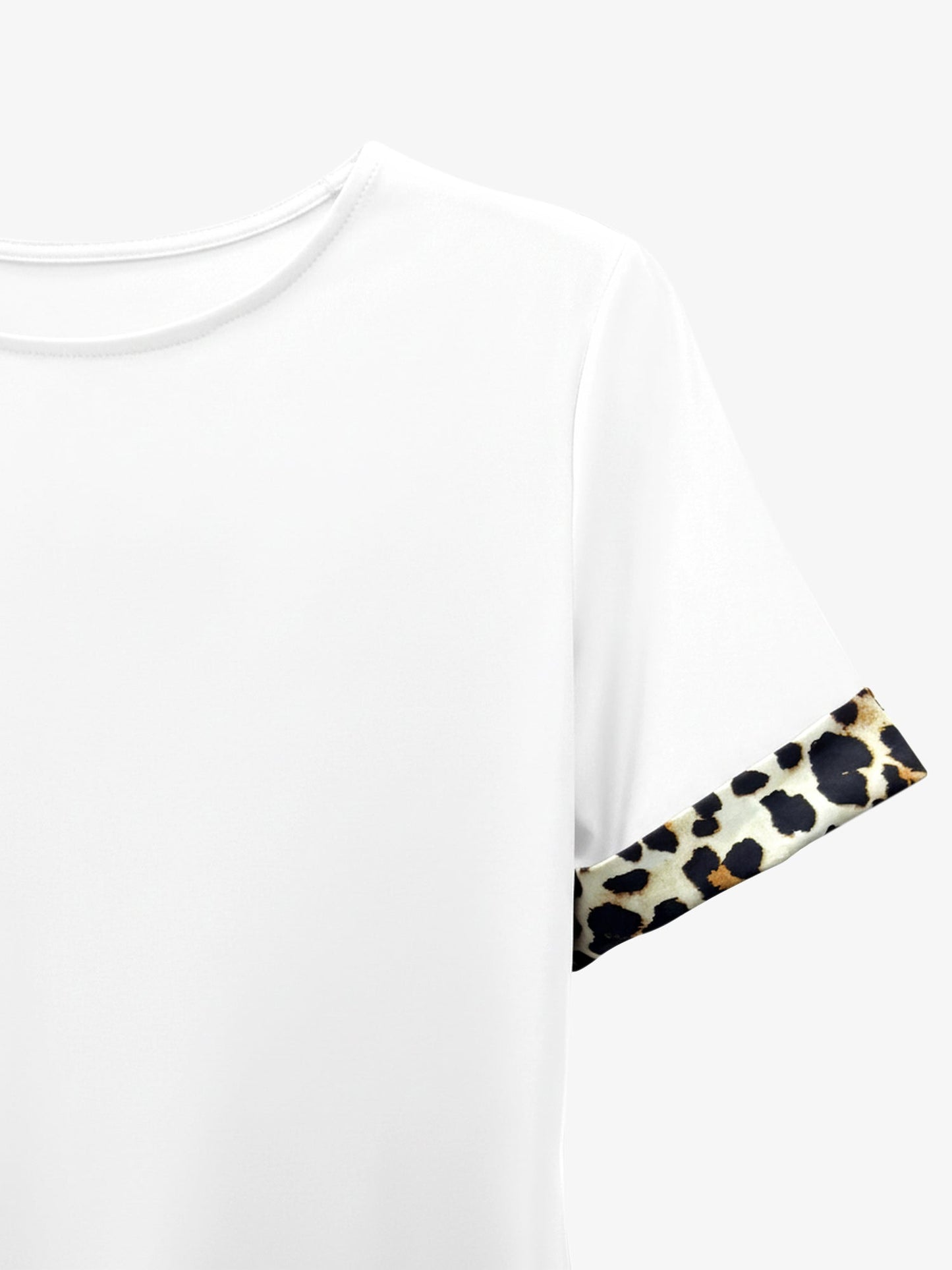 Leopard Print Patchwork Boat Neck Short Sleeve T-Shirt Dress