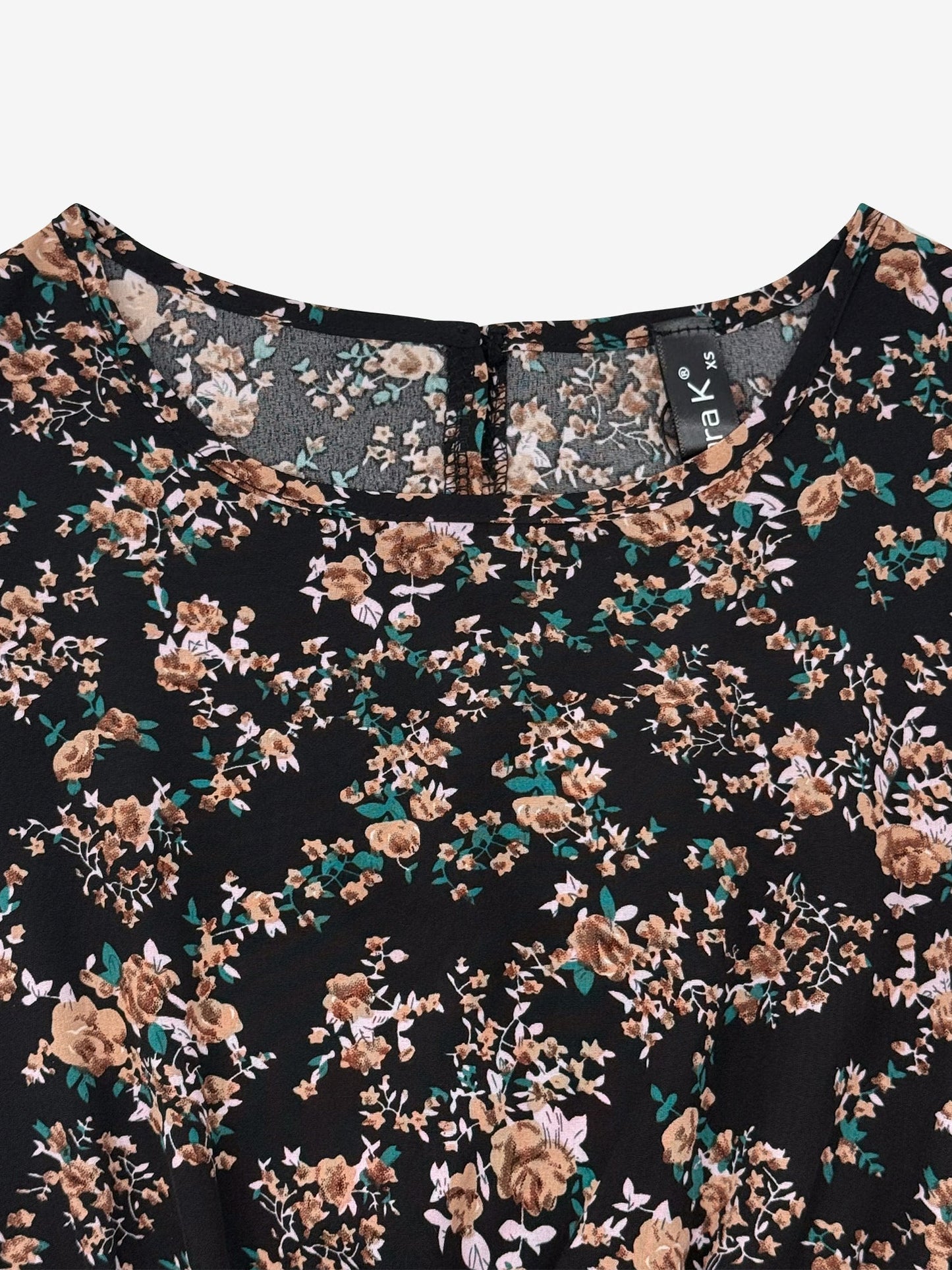 Floral Puff Sleeves Smocked Waist A-Line Midi Dress