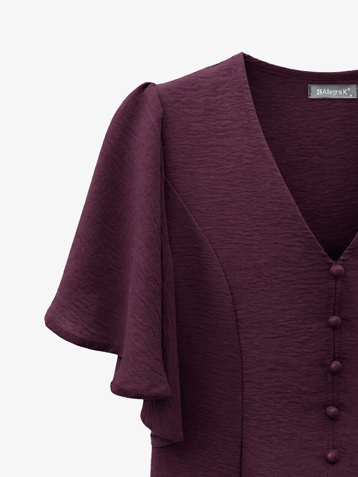 V-Neck Solid Color Flare Sleeve Casual Blouse