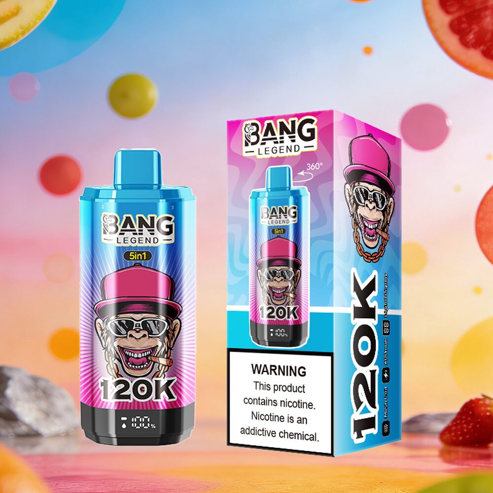 Bang Legend 120000 120K Puffs 5 in 1 Flavors & 5 oil tanks Rechargeable LCD Display Disposable Vape EU Warehouse