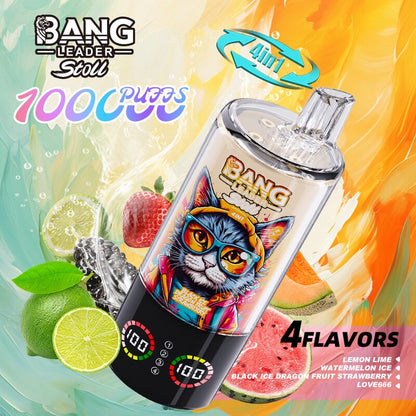 Bang Leader Stoll 100K 100000 Puffs 4 in 1 Flavors & Quad Mesh Coil LED Display Disposable Vape