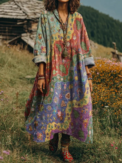 Ethnicity Flowers Arc Women's Art Print Casual Long Sleeve Shirt Coat